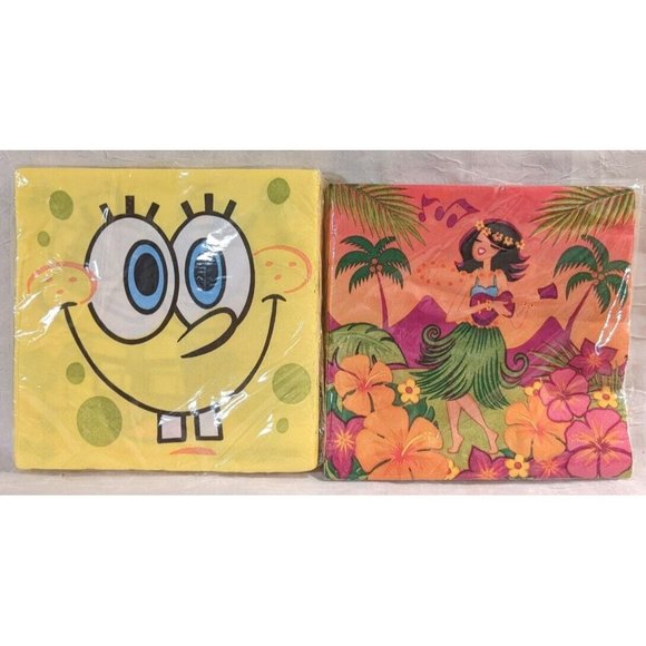NOS Party Napkins SpongeBob Tiki Hula Birthday Girl SquarePants Paper Lot Funny - Picture 2 of 8